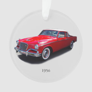 ornamento acrílico de carro clássico vermelho 1956