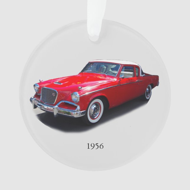 ornamento acrílico de carro clássico vermelho 1956 (Frente)