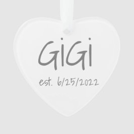 Ornamento acrílico de data estabelecida Gigi