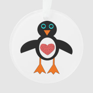 Ornamento acrílico de pinguim pinguim-coração d