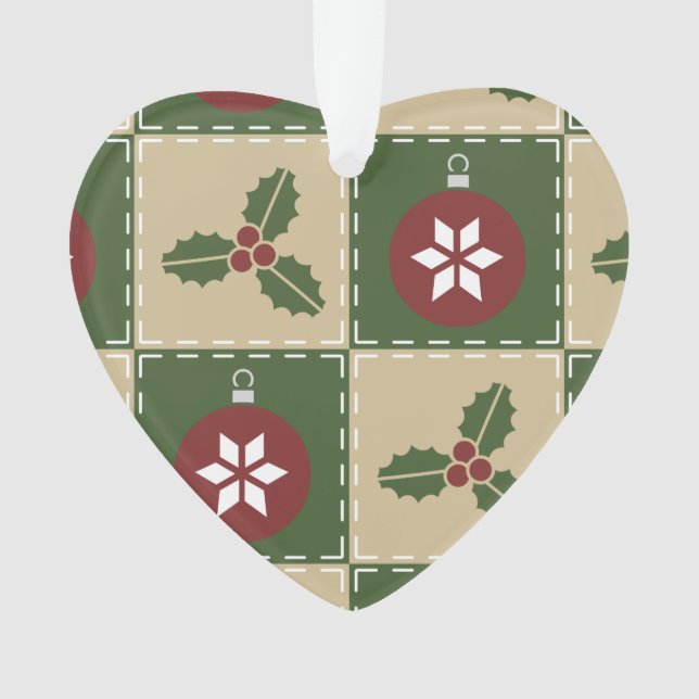 Ornamento Acrílico de Quilt de Natal (Frente)