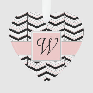 Ornamento Acrílico do Chevron Preto-Branco e Esbra