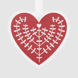 Ornamento acrílico do Coração Vermelho escandinavo