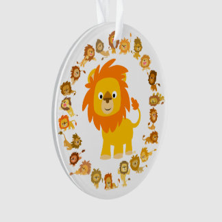 Ornamento acrílico do Lion Mandala de Cartoon em C
