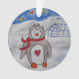 Ornamento acrílico do Pinguim-Neve Inverno