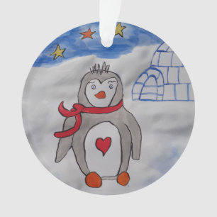 Ornamento acrílico do Pinguim-Neve Inverno