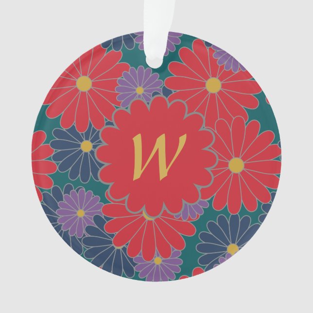 Ornamento Acrílico Floral de Queda de Splashy (Frente)