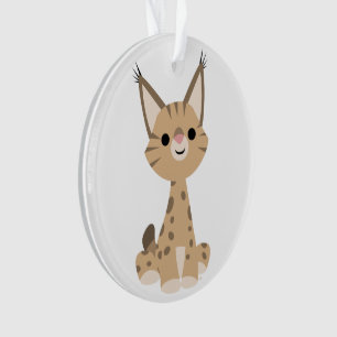 Ornamento Acrílico Lynx de Cartoon em Branco