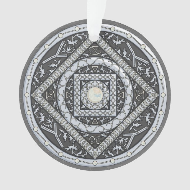 Ornamento Acrílico Mandala de Câncer (Frente)