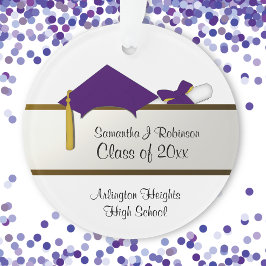 Ornamento acrílico para graduação em Boné roxo