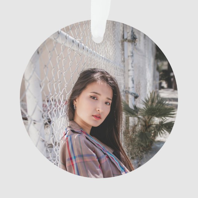 Ornamento Acrylic Photo Ornament with Birthday Message (Frente)