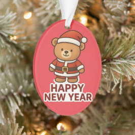 Ornamento Adesivo de Urso Teddy Fofo Papai Noel Ano Novo Fel