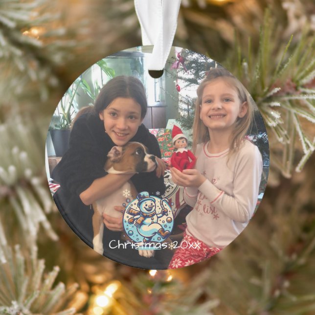 Ornamento Adicione o Natal da Foto com Neve Dançar (Árvore)