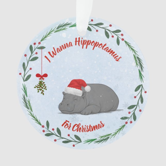 Ornamento Adjustable "Wanna Hippopotamus For Christmas"  (Frente)