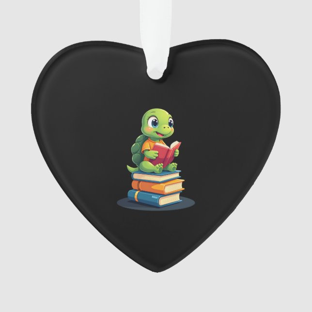 Ornamento Adorable Turtle Reading Books (1) (Frente)