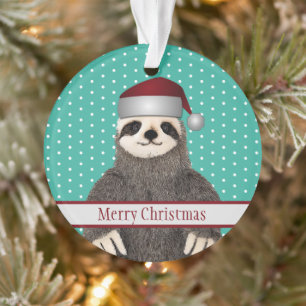 Ornamento Adoráveis Papais noeis de Natal Lama e Cute Anima