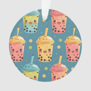 Ornamento Adorável Kawaii Boba Drink Design