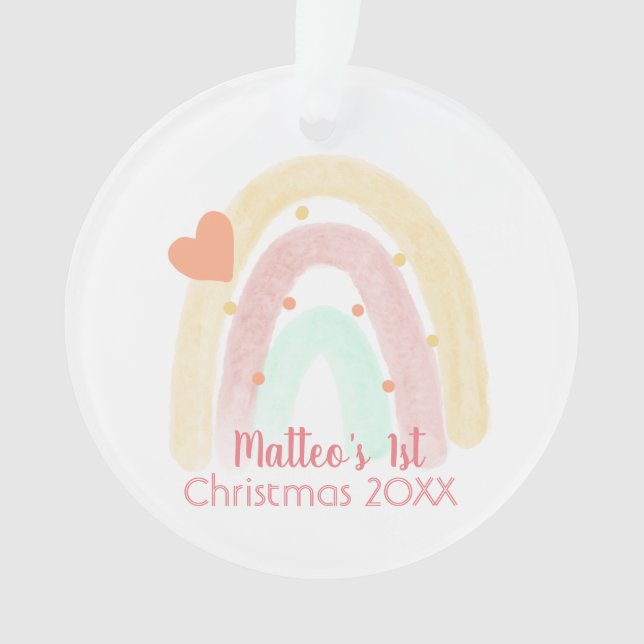 Ornamento Adorável Rainbow Heart Confetti 1rua Natal (Frente)