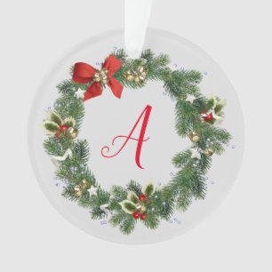 Ornamento Adorno de Acrílico Inicial de Coroa de Natal