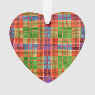 Ornamento Adorno de Coração de Acrílico MAC RAE TARTAN