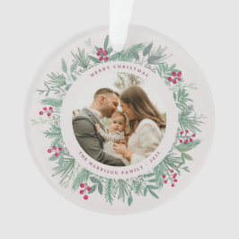 Ornamento Adorno de Coroa de Natal com Foto de Vegetação de 