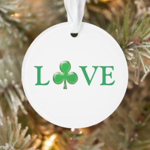 Ornamento Adoro o verde e o branco o Clover Shamrock irland