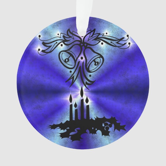 Ornamento Advento, Artdeco de Natal no Arco Verde Azul (Frente)