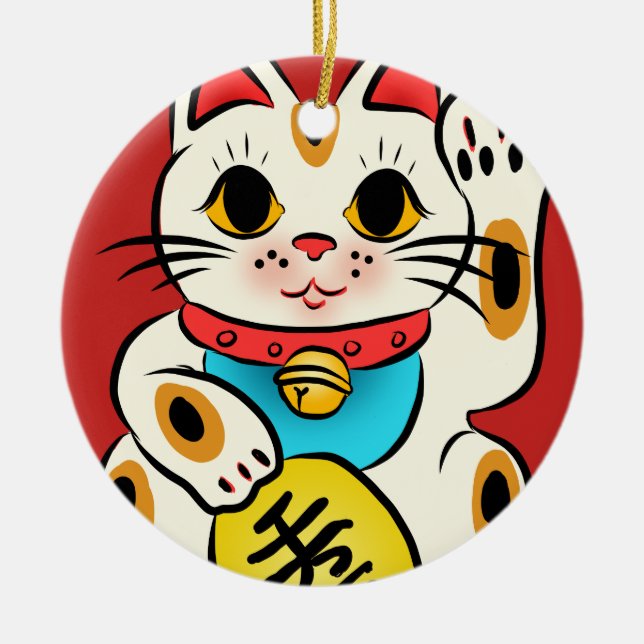 Ornamento afortunado do gato de Maneki Neko (Frente)