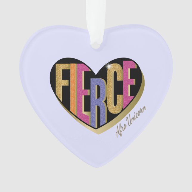 Ornamento Afro Unicorn Fierce Heart Design (Frente)