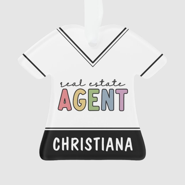 Ornamento Agente de Imóveis de Nome Personalizado | Presente (Frente)
