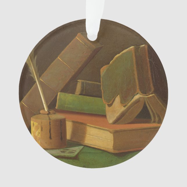 Ornamento Ainda vida com livros e poço da tinta (Frente)