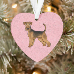 Ornamento Airedale Terrier Cute Cartoon Cão A Rosa
