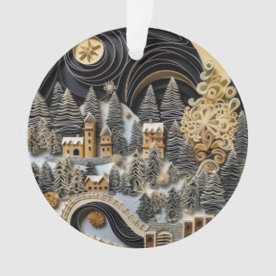 Ornamento Aldeia de Natal com Efeito de Enchimento 3d