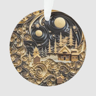 Ornamento Aldeia de Natal com Efeito de Enchimento 3d