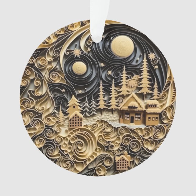 Ornamento Aldeia de Natal com Efeito de Enchimento 3d (Frente)