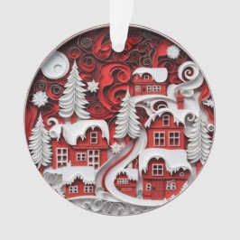 Ornamento Aldeia de Natal em Papel Enchido 3d