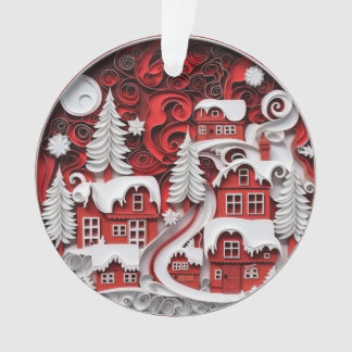 Ornamento Aldeia de Natal em Papel Enchido 3d