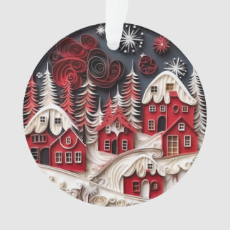 Ornamento Aldeia de Natal em Papel Enchido 3d