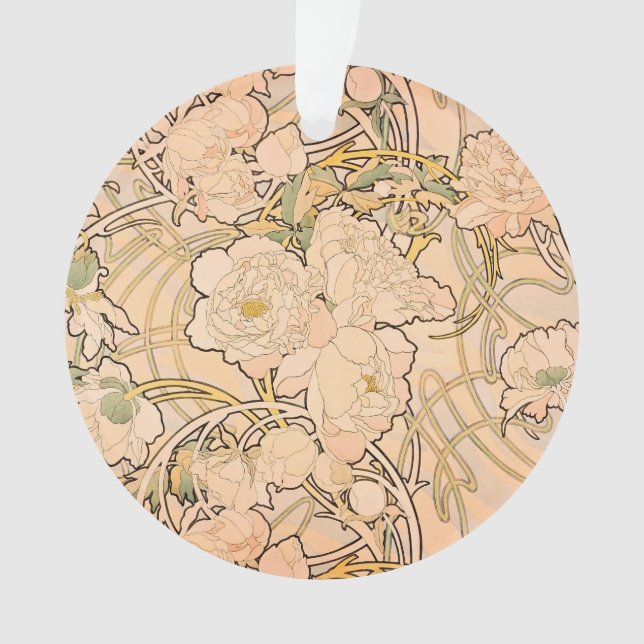 Ornamento Alfonse Mucha Art Nouveau Peonies (Frente)