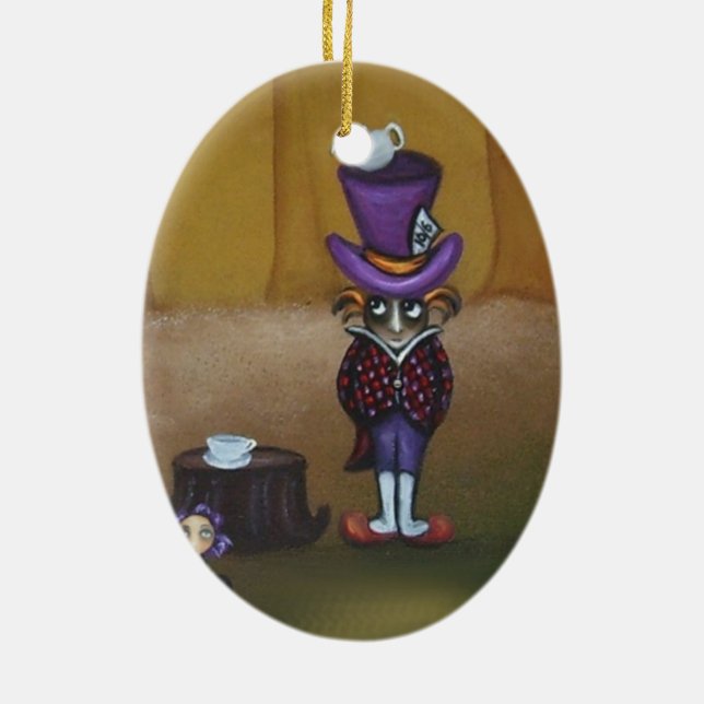 Ornamento Alice do conto de fadas e o Hatter louco (Verso)