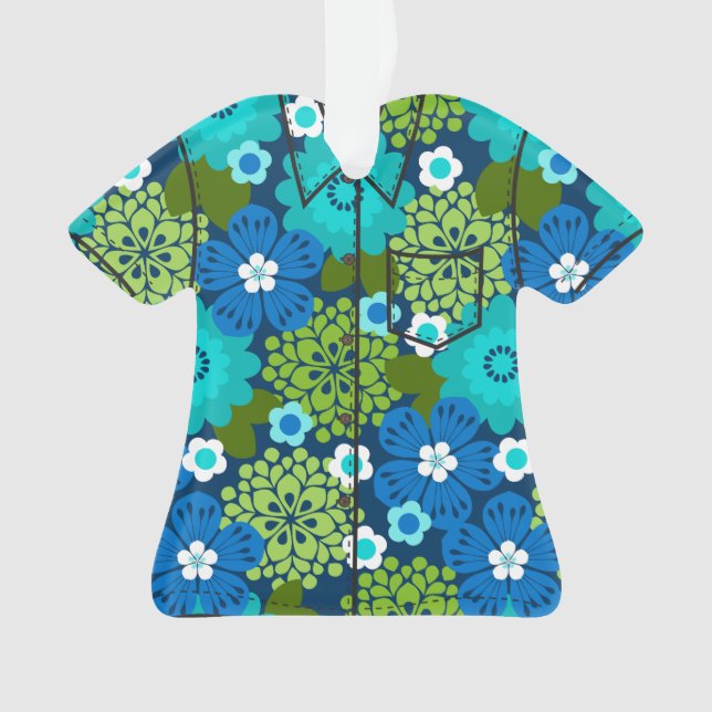 Ornamento Allana Garden Havaiana Camisa Floral Aloha - Azul (Frente)