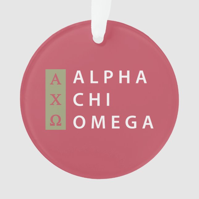 Ornamento Alpha Chi Omega | Logotipo Empilhado (Frente)
