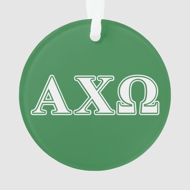 Ornamento Alphi Chi Omega Letras Brancas e Verdes (Verso)