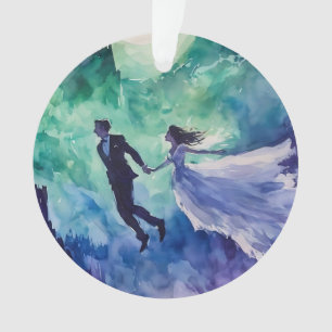 Ornamento Amantes Voantes - Pintura Por Aquarela