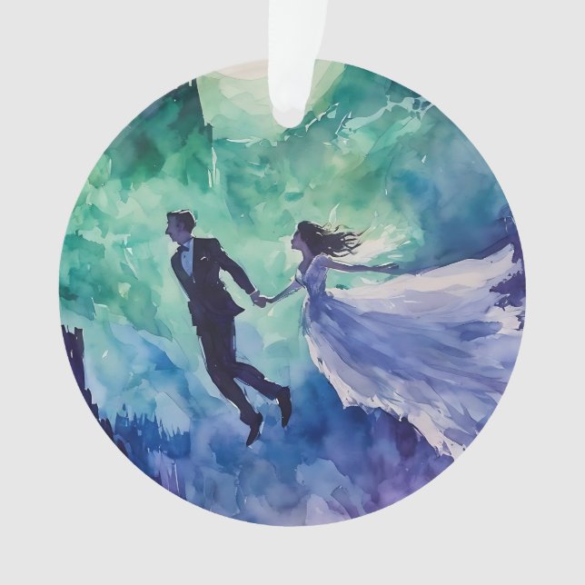 Ornamento Amantes Voantes - Pintura Por Aquarela (Frente)