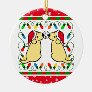 Ornamento amarelo gêmeo do papai noel de Labradors