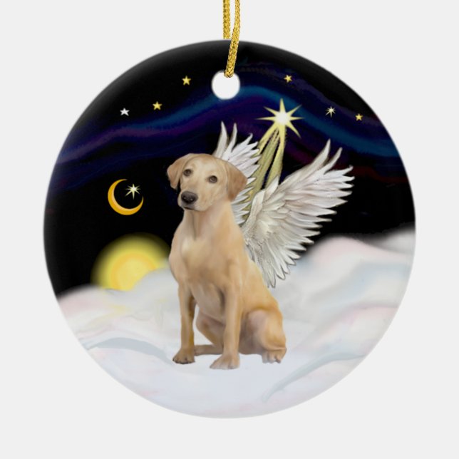 Ornamento Amarelo Labrador Retriever Angel Cerâmic (Frente)