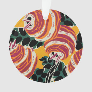 Ornamento Amarelo Mostarda e Laranja Decoração Floral Art Dé