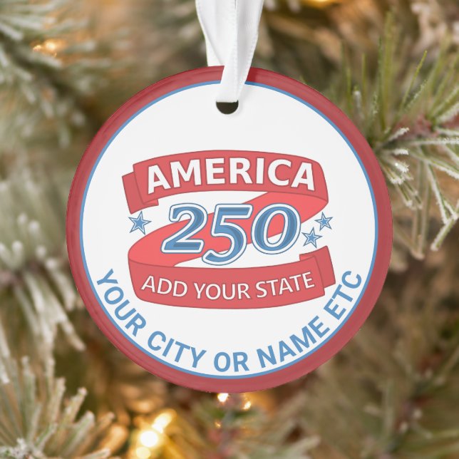 Ornamento America 250 Add State Patriotic Cool Double Sided (Árvore)