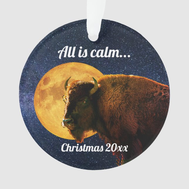 Ornamento American Bison All is Calm Christmas   Ornament (Frente)